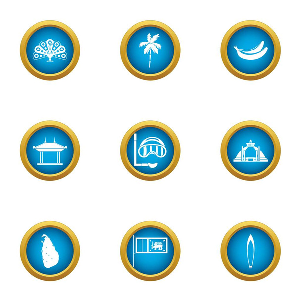 Tropical assist icons set, flat style - ベクター画像