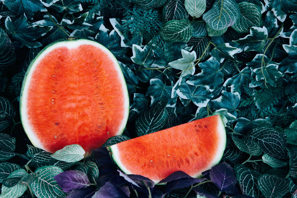 Fresh ripe striped sliced watermelon. - Фото, зображення