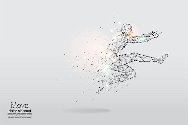 The particles, geometric art, line and dot of human jumping - Vector, Image