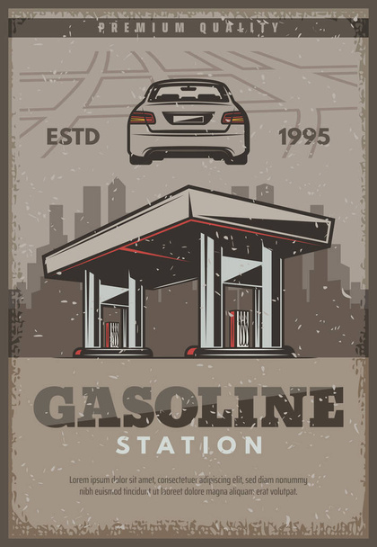 Affiche rétro vectorielle de la station essence
 - Vecteur, image