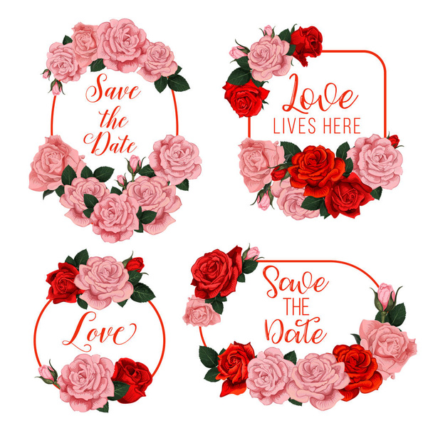 Molduras de vetor de flores para cartão de convite de casamento
 - Vetor, Imagem