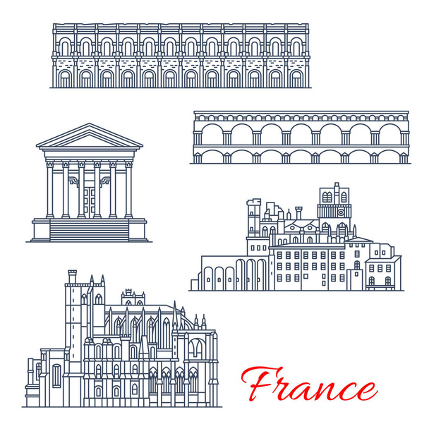 Διάνυσμα Νιμ και Narbonne αρχιτεκτονικής στη Γαλλία - Διάνυσμα, εικόνα