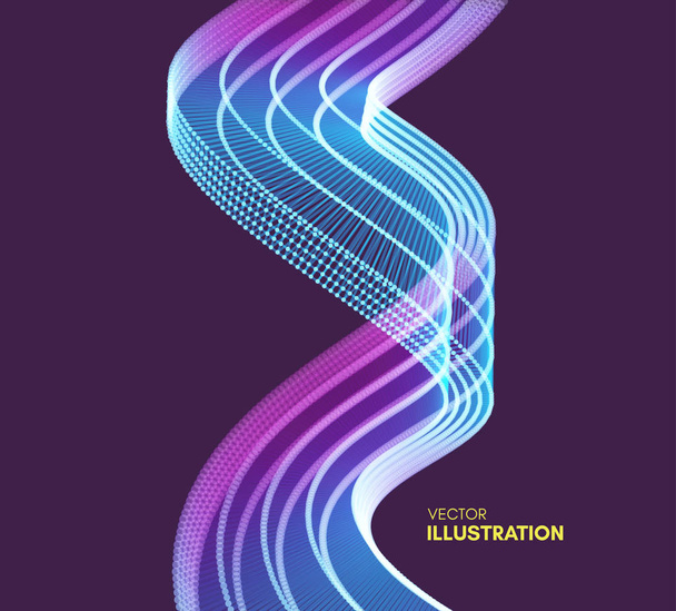 Wavy background with motion effect. 3d technology style. Vector illustration. - Vektor, kép