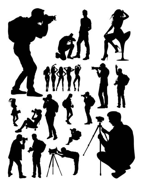 Silhouette des Fotografen. gute Verwendung für Symbol, Logo, Websymbol, Maskottchen, Schild oder beliebiges Design. - Vektor, Bild