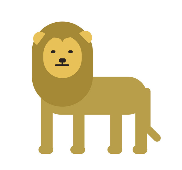 Cute lion. Flat vector illustration. Isolated on white background. - Vector, Image