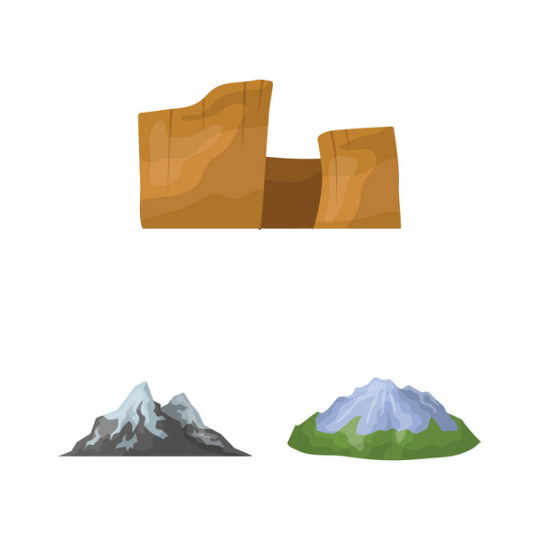 Different mountains cartoon icons in set collection for design.Mountains and landscape vector symbol stock web illustration. - Vektor, obrázek