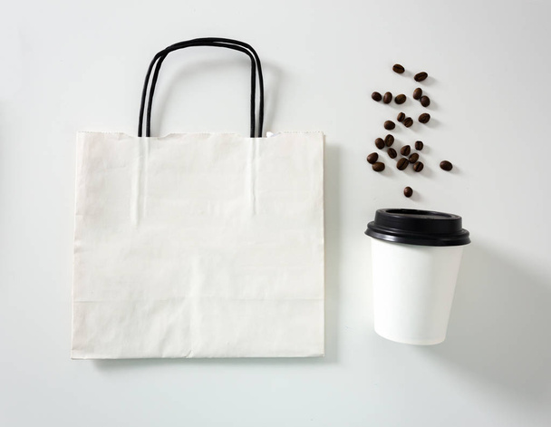 Cup of coffee on white. Branding element - Foto, Imagen