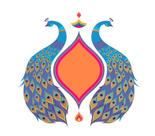 Feliz cartel del festival hindú Diwali. Burning diya ilustración, fondo para el festival de la luz de la India
 - Vector, imagen