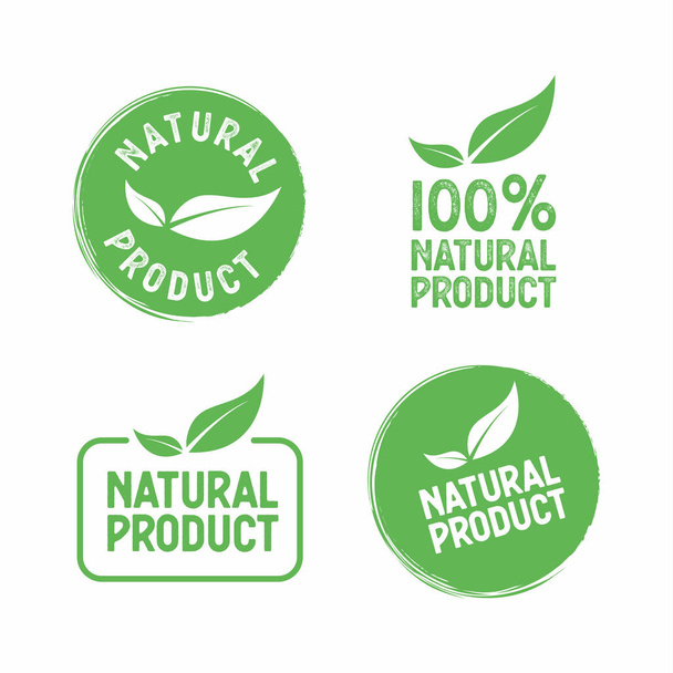 Serie von Vektormarken mit Blättern Naturprodukt. - Vektor, Bild