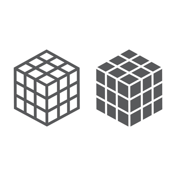 Matemáticas línea de cubo y glifo icono, bloque y geométrico, signo cuadrado, gráficos vectoriales, un patrón lineal sobre un fondo blanco, eps 10
. - Vector, imagen
