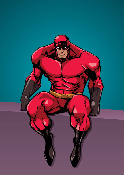 Superhero Sitting No Cape - Vektor, kép