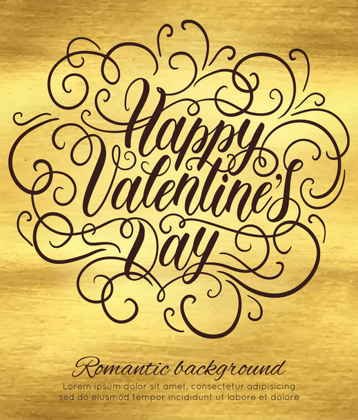 Kleurrijke vectorillustratie van de dag van Valentijnskaarten kaartsjabloon met ingerichte handgetekende lettertype voor uw ontwerp - Vector, afbeelding