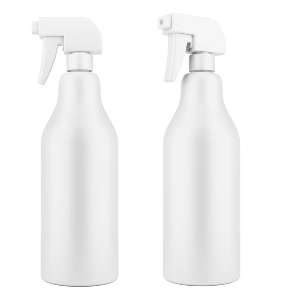 пустые пластиковые очиститель спрей шаблон бутылки изолированы на белом фоне. 3d иллюстрация
 - Фото, изображение