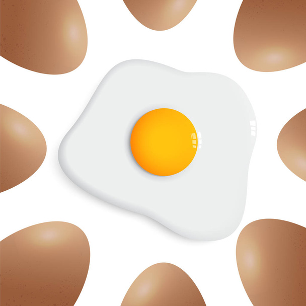 egg around fried egg vector on white background - Vector, Image