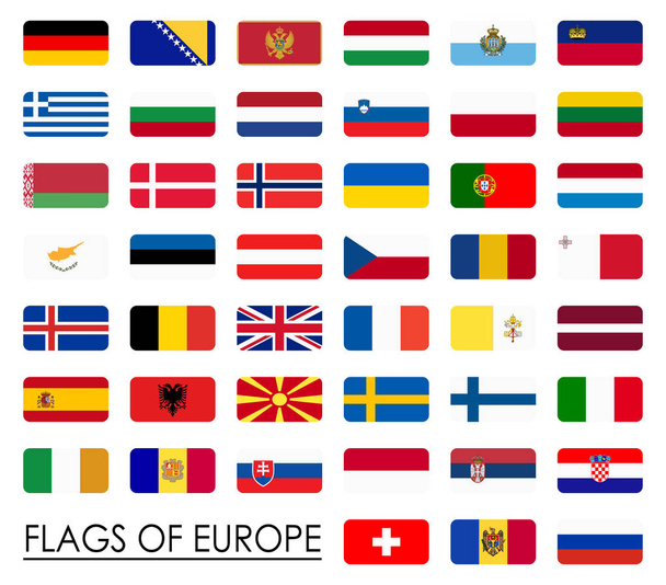 ヨーロッパのすべての国家の国からフラグのコレクション - ベクター画像
