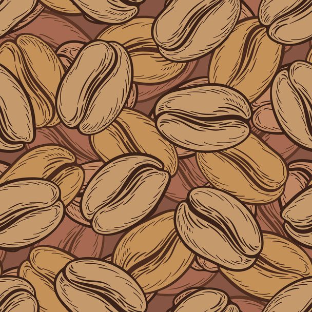 Seamless pattern with coffee beans. Neutral background. Decorative doodle vector illustration - Вектор, зображення