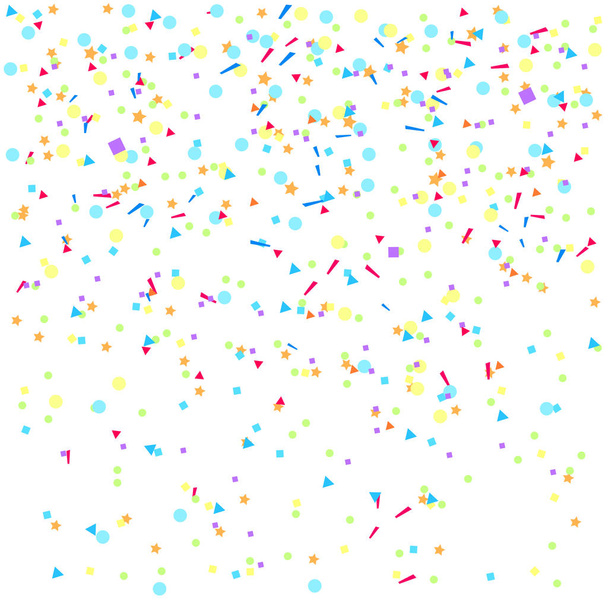 Glitters geométricos que caen de color sobre blanco. Fondo geométrico con confeti. Patrón de diseño. Impresión para poligrafía, carteles, pancartas y textiles. Tarjetas de felicitación
 - Vector, imagen