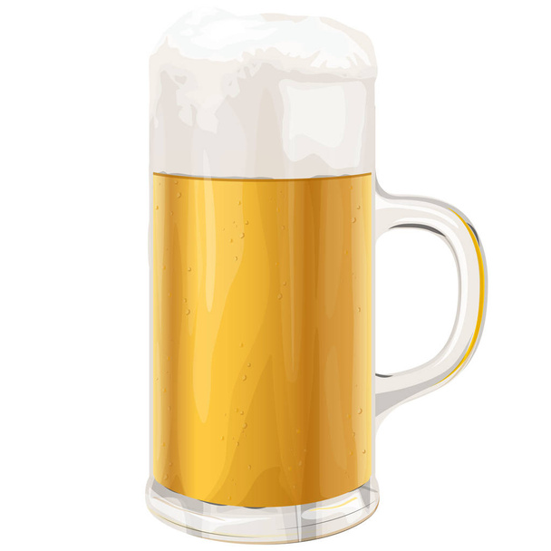 a glas of beer isolated on white background - Vector, imagen