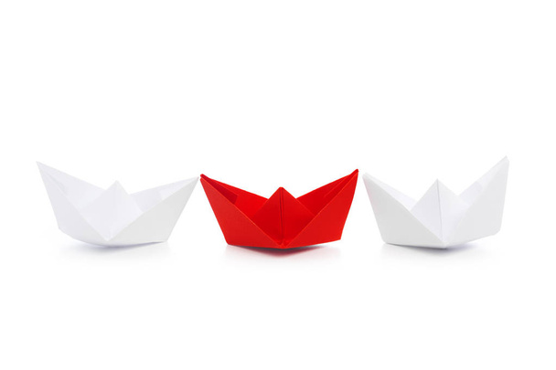 winner red paper ships - Foto, Imagen