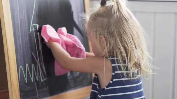 Дитина в смугастій сукні стирає картину з дошки
 - Кадри, відео