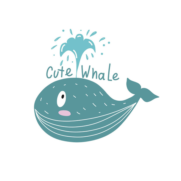 Cute whale. Scandinavian style. For children's t-shirt, print. For printing on a postcard. For your design. - Vector, afbeelding