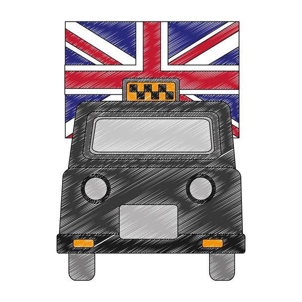 ταξί του Λονδίνου με απομονωμένες εικονίδιο σημαίας - Διάνυσμα, εικόνα