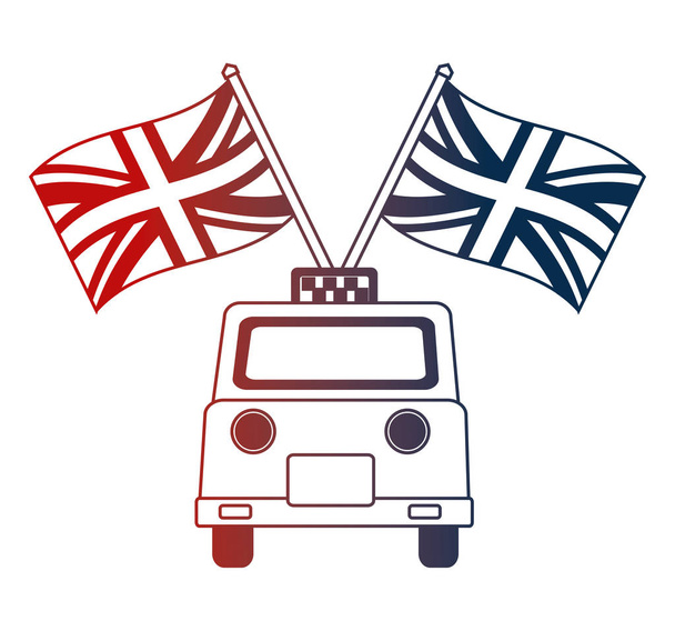 taxi service with english flags - Vector, Image