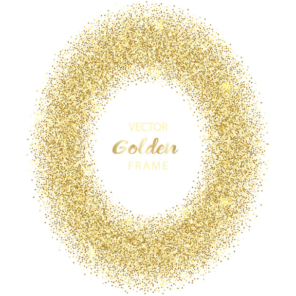 Luxe gouden Glitter Oval Frame - Vector, afbeelding