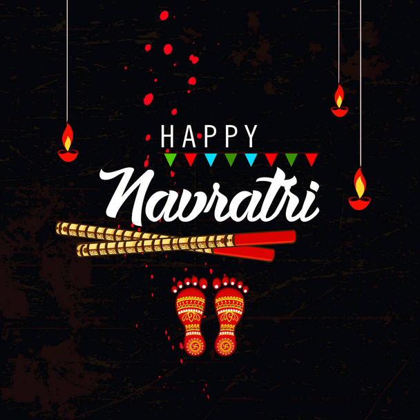 Abstract editable vector for Hindu festival Chaitra Navratri 2018, illustration for greeting card, poster, banner and flyer with beautiful rangoli background and subh navratri text - Vector, Image