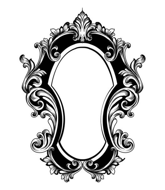 Barokní zrcadlo původní rám. Vektor francouzské luxusní bohaté složité ornamenty. Viktoriánský styl Royal dekory - Vektor, obrázek