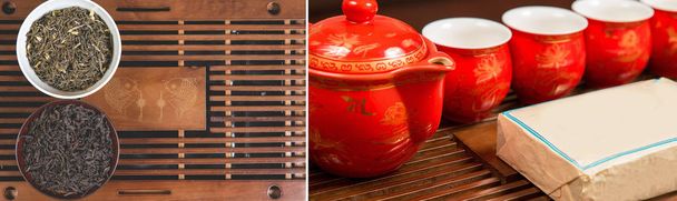 collage de alimentos varias perspectivas del té chino
 - Foto, Imagen