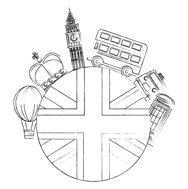 ロンドンのアイコンでイギリスの旗 - ベクター画像