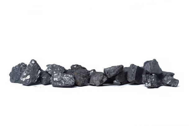 Natural wood charcoal Isolated on white background  - Foto, afbeelding