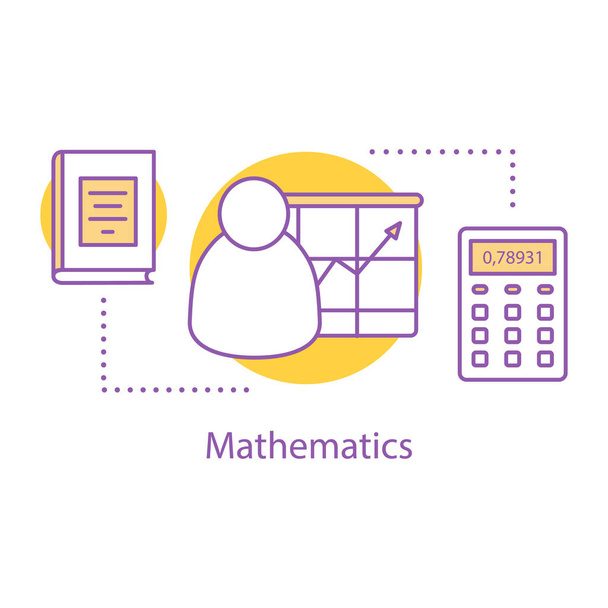 Mathematics concept icon. Math. Market analysis idea thin line illustration. Bookkeeping. Vector isolated outline drawing - Vector, Image