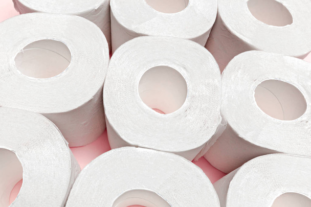 Toilet paper on pink background - Photo, image