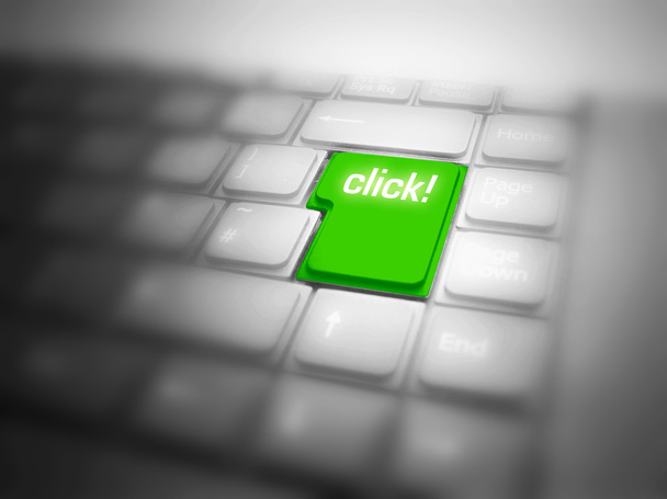 Green big button with CLICK! - Foto, imagen