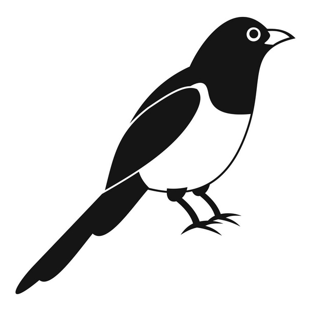 Magpie bird icon, simple style - Vector, imagen