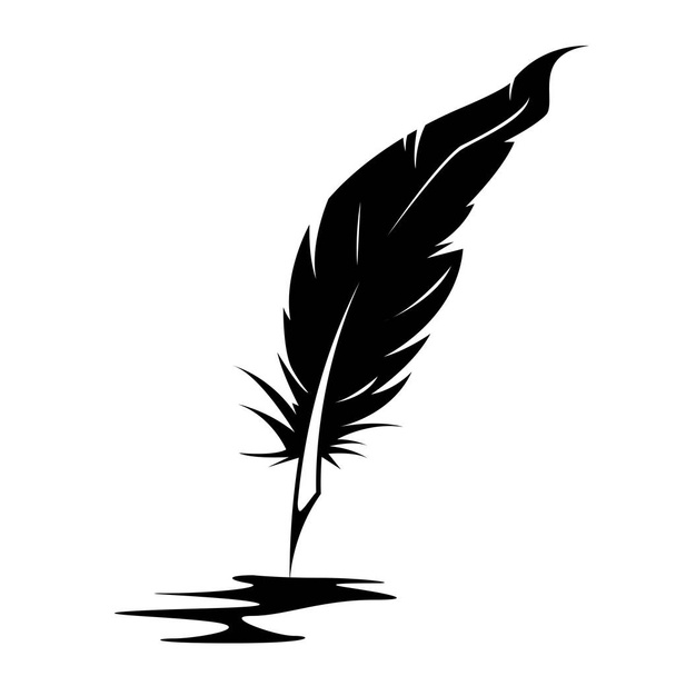 Silhouette of feather and ink blot - poetry and writer concept - Vector, Image