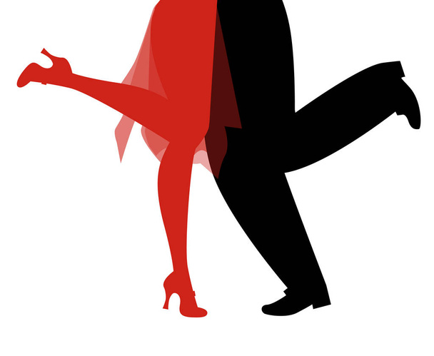 Legs of woman and man wearing retro clothes dancing Charleston on white background - Vector, Image