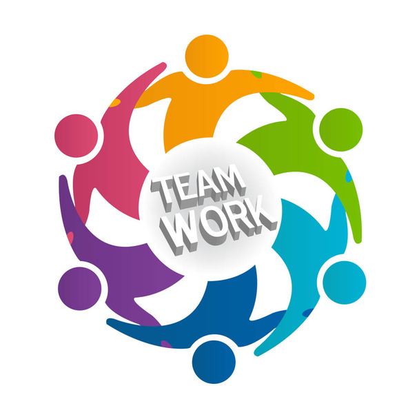 Logo teamwork people in a hug icon vector design - Vector, Image