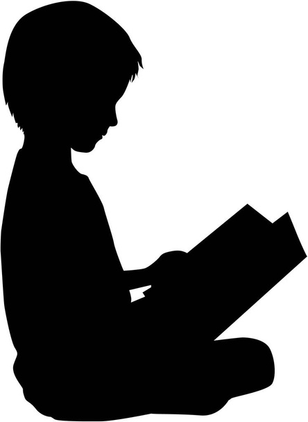 The child is reading a book. - Vector, Image
