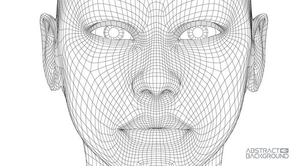 Ai digital brain. Artificial intelligence concept. Human head in robot digital computer interpretation.head concept. - Vetor, Imagem