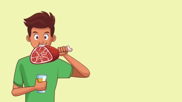 Man and food HD animation - Footage, Video