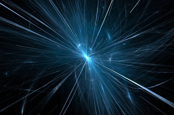 Fisión de partículas en un gran colisionador de hadrones, fondo abstracto generado por computadora, representación 3D
 - Foto, Imagen