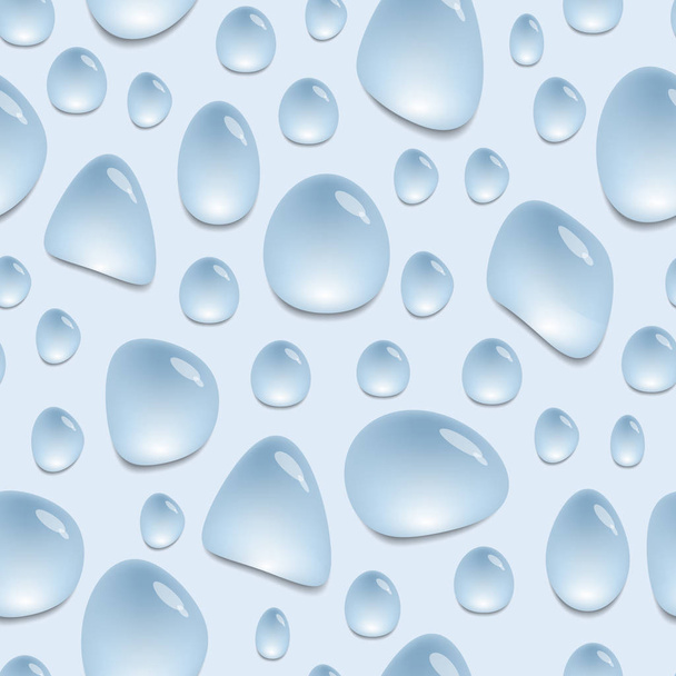 Бесшовный рисунок с капельками воды, фон с голубыми пятнами воды, векторные обои
 - Вектор,изображение