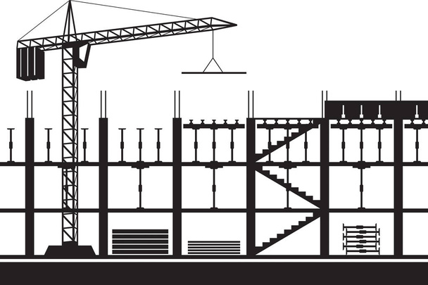 Konstrukcja rusztowania dla betonowej - ilustracja wektorowa - Wektor, obraz