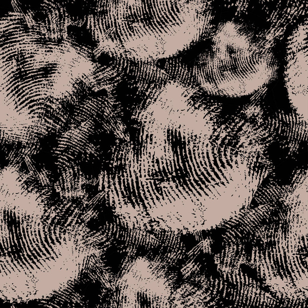 Vektor nahtlose Textur mit schwarzen Fingerabdrücken auf beigem Hintergrund. eigentlich als Hintergrund für Kriminalistik, Fingerabdrücke, Detektivthemen - Vektor, Bild