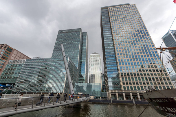 LONDON, ENGLAND - JUNE 17, 2016: Business building and skyscraper in Canary Wharf, London, England, Great Britain - Photo, Image