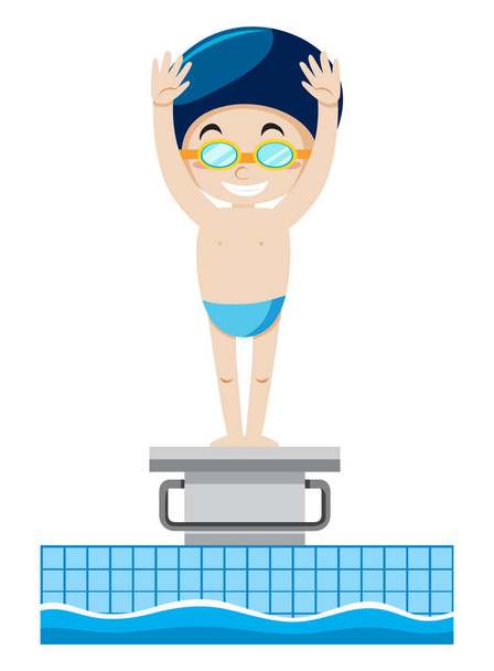 飛び込み板図の水泳選手 - ベクター画像