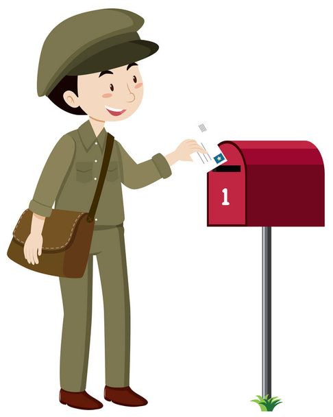 A postman delivery mail illustration - Vector, Image